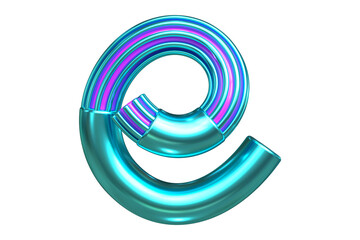 Vibrant curved tube 3D letter E. Modern alphabet design for creative projects. High quality 3D rendering.