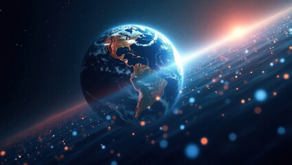 Obraz premium Earth seen from space, detailed view of the planet.