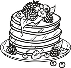 Delicious chocolate birthday cake with berries and cream, a perfect sweet dessert illustration for any celebration