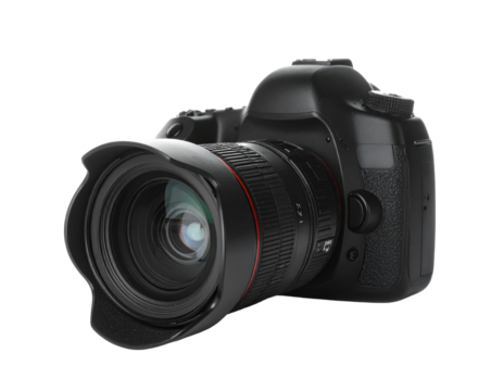 A robust black camera dolly with wheels, isolated on a clean white background.