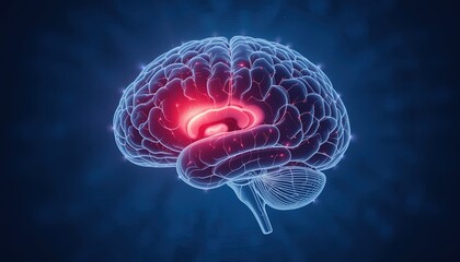 Detailed anatomical illustration of a human brain highlighting a specific region.