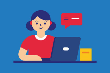 cartoon vector illustration business woman with laptop