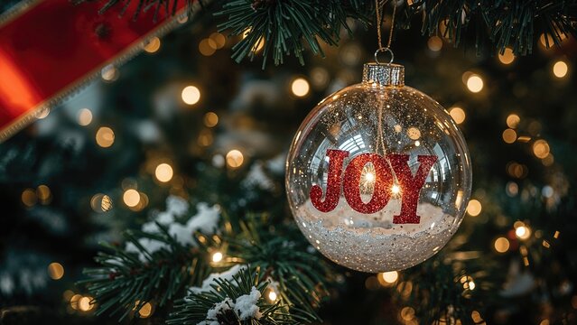 Holiday joy captured in a Christmas ball amidst a sparkling, adorned tree.
