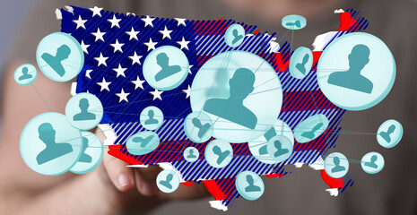 Visual representation of social connections within the United States, highlighting national...