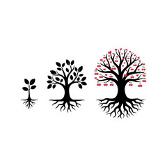 Tree of Life: A symbolic representation of life's journey, depicting the stages of growth from a tiny seed to a majestic, fruit-bearing tree, rooted in resilience and vitality.