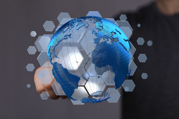 Digital world, global network, technology, connection, communication, internet, futuristic,...