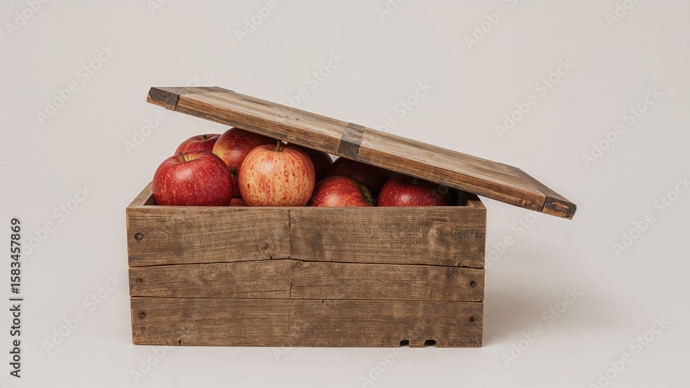 Poster isolated container filled with apples
