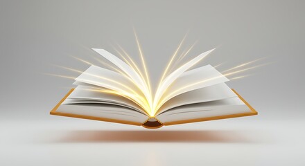 Fototapeta premium Open Book with Curved Pages on Neutral Surface for Education or Inspirational Themes