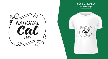 National Cat Day T Shirt Design with Elegant Flourishes and a Clean Modern Aesthetic for Cat Lovers