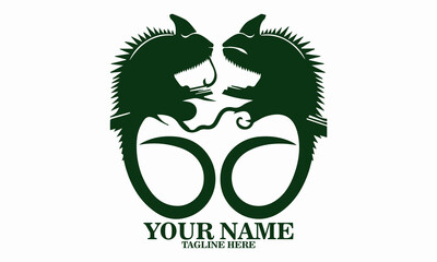 Illustration vector a chameleon flicking its tongue, chameleon flicking its tongue icon design, chameleon flicking its tongue logo art