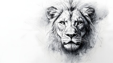 Minimalist sketch of a lion s powerful face