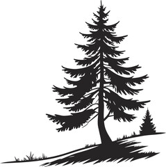 Winter vector illustration of a festive green pine Christmas tree with snow, perfect for holiday season decoration and celebration