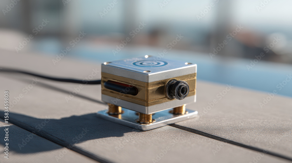 Aufkleber advanced sensor technology for security anomaly detection system. close up on prototype monitoring d