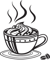 Steaming hot coffee in a cup, a perfect breakfast beverage