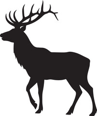Fototapeta premium Elegant Silhouette of a Majestic Stag A Minimalist Vector Illustration for Wildlife Enthusiasts and Nature-Inspired Designs, Perfect for Logo Design and Branding
