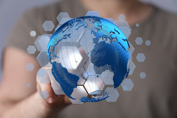High-tech image of a digital world, perfect for technology and global business concepts.