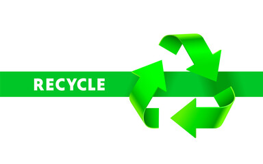 Recycle banner, icon element, green waste recycling symbol. Vector illustration