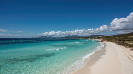 Elevated shot showcasing a scenic coast with bright red formations