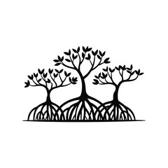 Mangrove trees vector silhouette