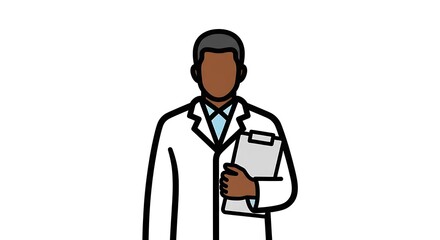 Obraz premium Minimalist Illustration of a Doctor Holding a Clipboard