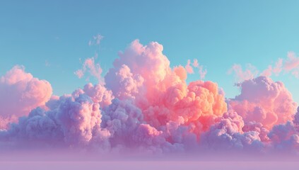 Pastel cloudscape, soft pink and orange hues against a serene sky
