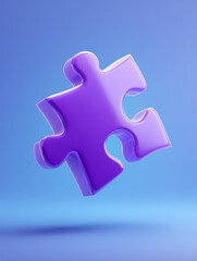 Obraz premium Glossy purple puzzle piece angled on neutral set