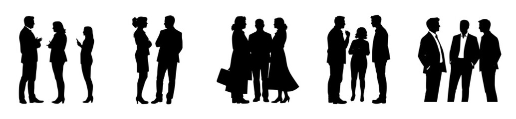 Silhouettes of Professional People Conversing in Groups
