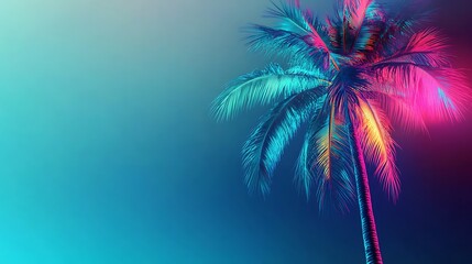 Neon palm tree against a vibrant gradient