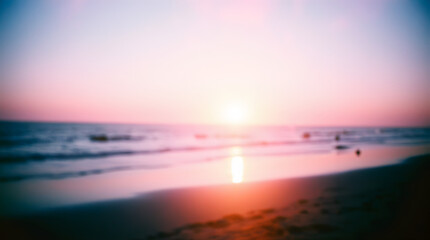 Obraz premium Blush Sunset on Tropical Beach Soft Focus Ocean View