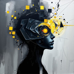 Cracked Face Symbolizing Emotional Fracture and Mental Breakdown, concept image