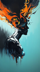 Cracked Face Symbolizing Emotional Fracture and Mental Breakdown, concept image