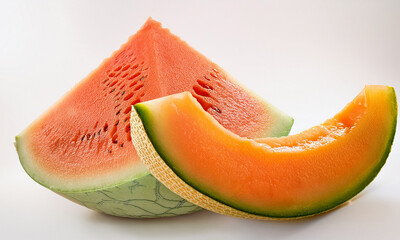 Watermelon with Cantaloupe Exotic Fruits Fresh Delicious Fruit Decoration Healthy