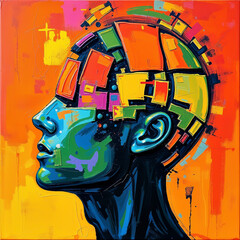 Cracked Face Symbolizing Emotional Fracture and Mental Breakdown, concept image