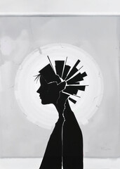 Cracked Face Symbolizing Emotional Fracture and Mental Breakdown, concept image