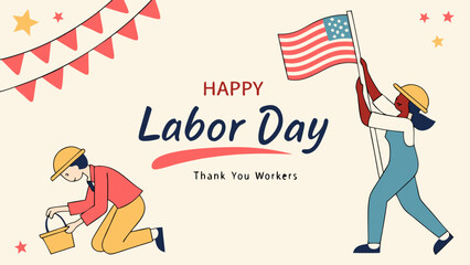 Celebrate Labor Day with dedication and gratitude featuring workers proudly representing their contributions.