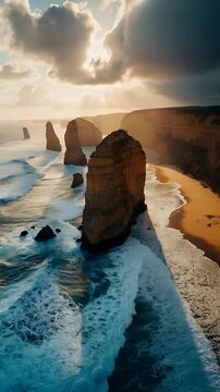 Twelve Apostles Sea Stacks at Sunset, Australia
