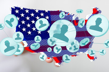 Visual representation of social connections and online communities within the United States.