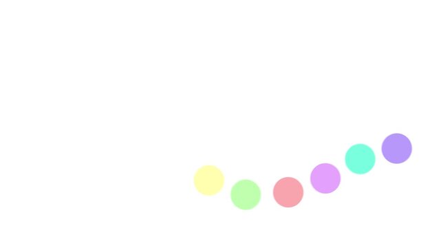 Colorful balls moving in line in a row on a white background