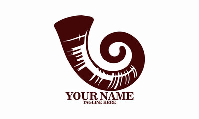 Traditional Jewish shofar horn in curved shape icon. Traditional Jewish shofar vector illustration, traditional Jewish shofar logo art