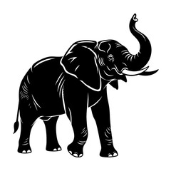 Obraz premium African Elephant Silhouette: Powerful Mammal Graphic