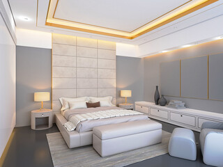 3d render modern bedroom interior
