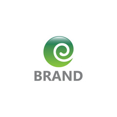 Obraz premium Green Circular Swirl Letter E or C Monogram Logo, Spiral E wave logo with white background. 