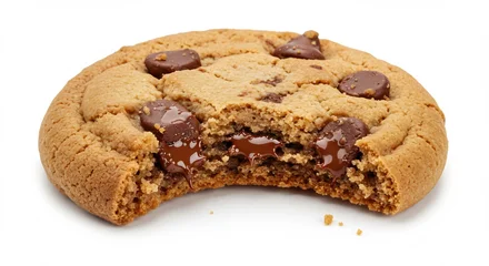 Gardinen Lekkere chocolade chip cookie gedeeltelijk opgegeten zacht licht. AI Generated © Lucas
