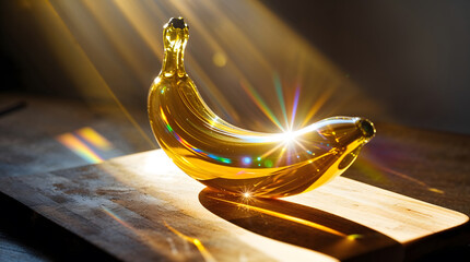 crystal galaxy colored BANANA shiny glass fruit