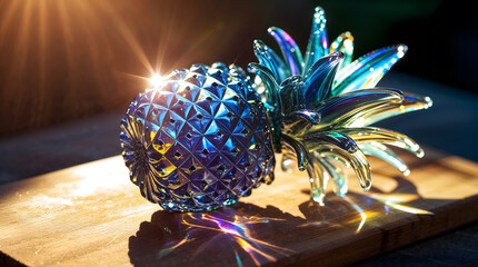 crystal galaxy colored shiny glass fruit