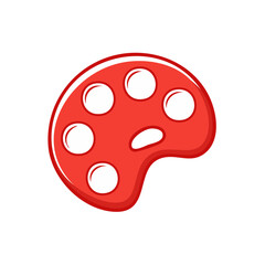 Fototapeta premium Red Artist Palette with White Paint Isolated on Black, Design Element