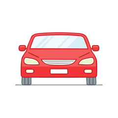 Front View of a Red Cartoon Car Illustration Vehicle Automobile Transportation Flat Design Isolated on Black Background