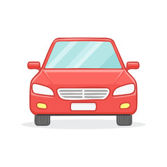 Red Car Illustration Front View Vehicle Transportation Automotive Design Isolated