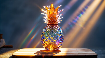 crystal galaxy colored PINEAPPLE shiny glass fruit