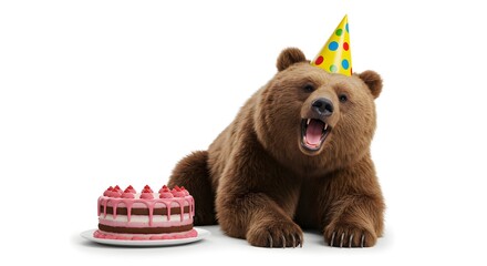 Birthday Bear with Cake - Festive Celebration